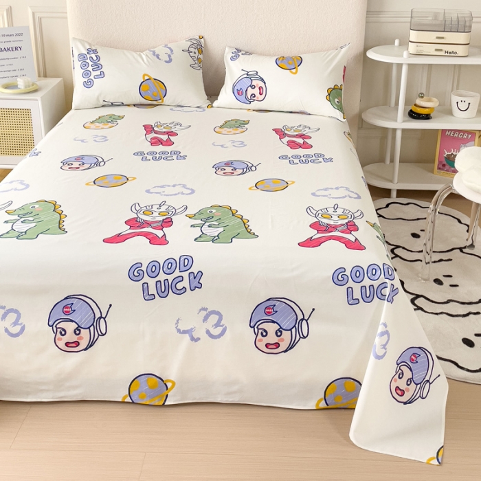 91家纺网 家纺一手货源 找家纺 金丝鸟 2023新款全棉纯棉印花系列单品床单 幸运恐龙