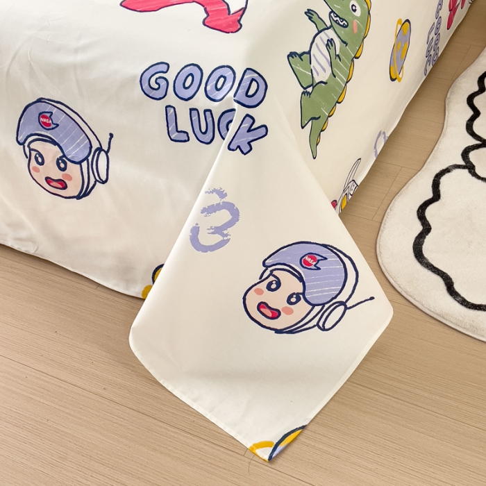 91家纺网 家纺一手货源 找家纺 金丝鸟 2023新款全棉纯棉印花系列单品床单 幸运恐龙