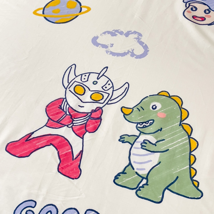 91家纺网 家纺一手货源 找家纺 金丝鸟 2023新款全棉纯棉印花系列单品床单 幸运恐龙