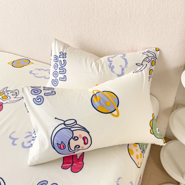 91家纺网 家纺一手货源 找家纺 金丝鸟 2023新款全棉纯棉印花系列单品床单 幸运恐龙