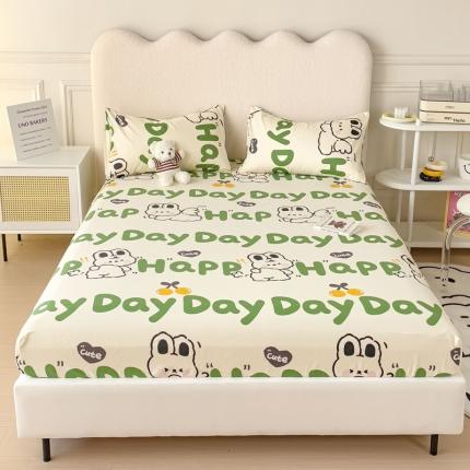 91家纺网 家纺一手货源 找家纺 金丝鸟 2023新款全棉纯棉印花系列单品床笠 快乐汪兔子