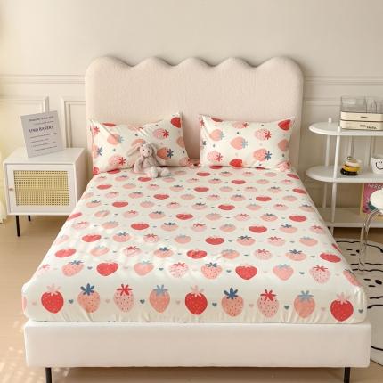金丝鸟 2023新款全棉纯棉印花系列单品床笠 草莓园