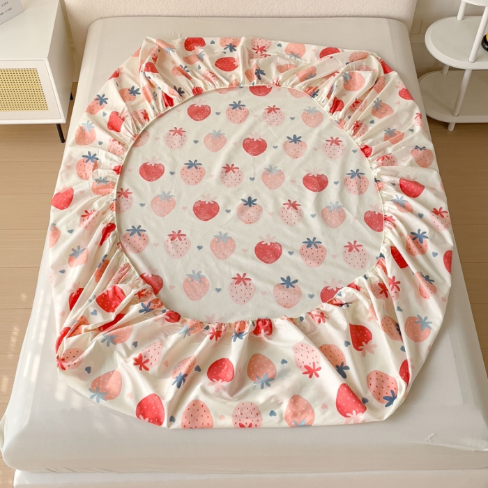 91家纺网 家纺一手货源 找家纺 金丝鸟 2023新款全棉纯棉印花系列单品床笠 草莓园