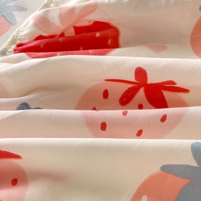 91家纺网 家纺一手货源 找家纺 金丝鸟 2023新款全棉纯棉印花系列单品床笠 草莓园