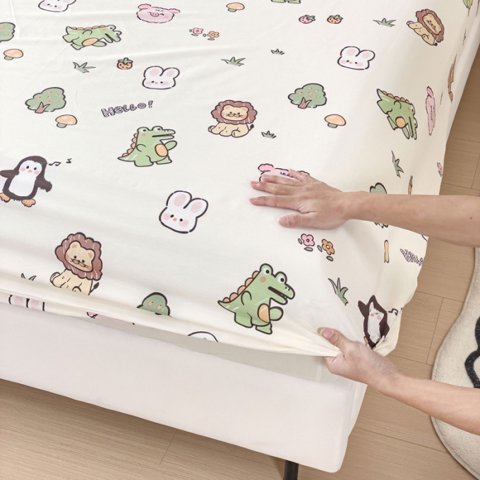 91家纺网 家纺一手货源 找家纺 金丝鸟 2023新款全棉纯棉印花系列单品床笠 宠物园