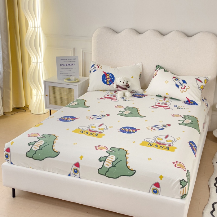 91家纺网 家纺一手货源 找家纺 金丝鸟 2023新款全棉纯棉印花系列单品床笠 打怪兽