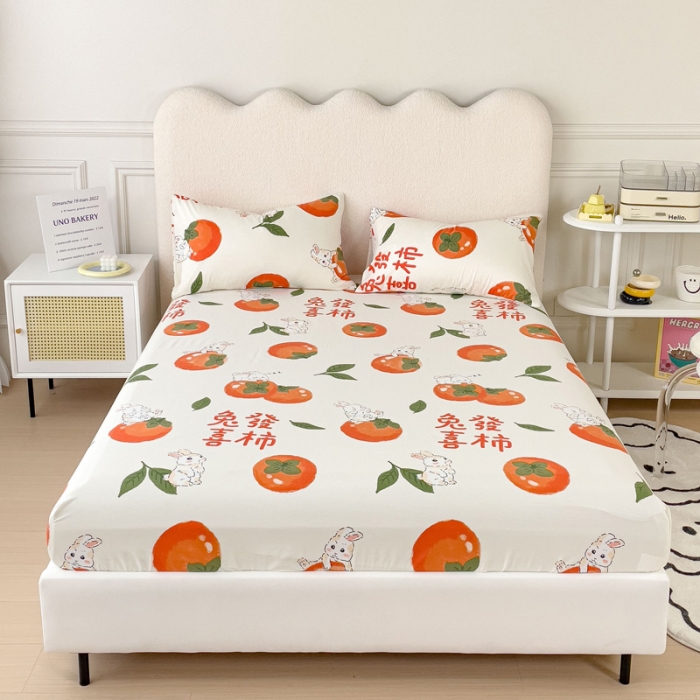 91家纺网 家纺一手货源 找家纺 金丝鸟 2023新款全棉纯棉印花系列单品床笠 发财兔