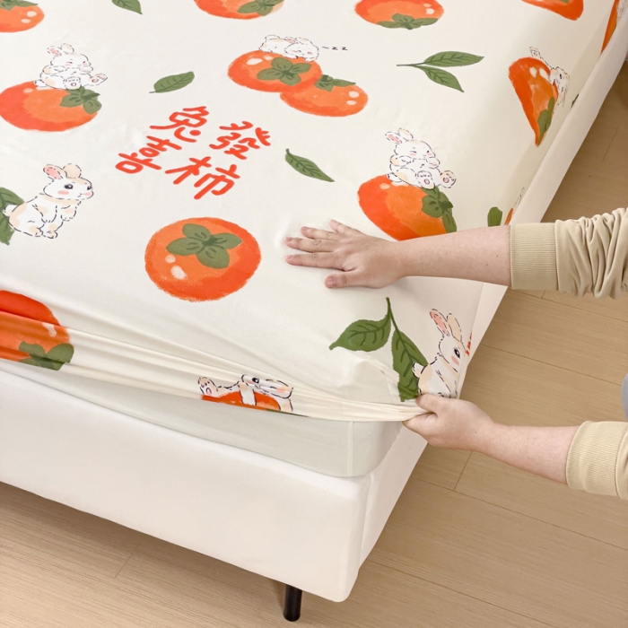 91家纺网 家纺一手货源 找家纺 金丝鸟 2023新款全棉纯棉印花系列单品床笠 发财兔