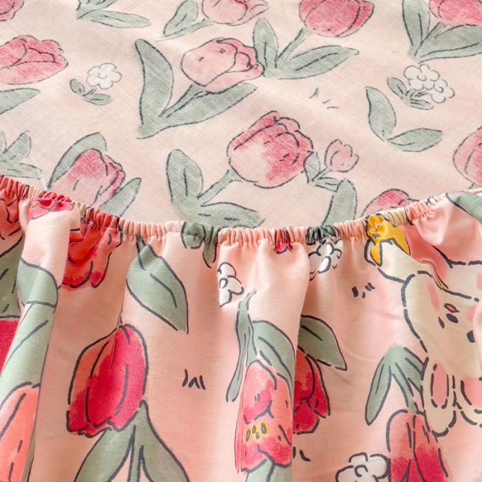 91家纺网 家纺一手货源 找家纺 金丝鸟 2023新款全棉纯棉印花系列单品床笠 馥郁