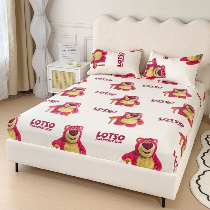 91家纺网 家纺一手货源 找家纺 金丝鸟 2023新款全棉纯棉印花系列单品床笠 拐杖熊