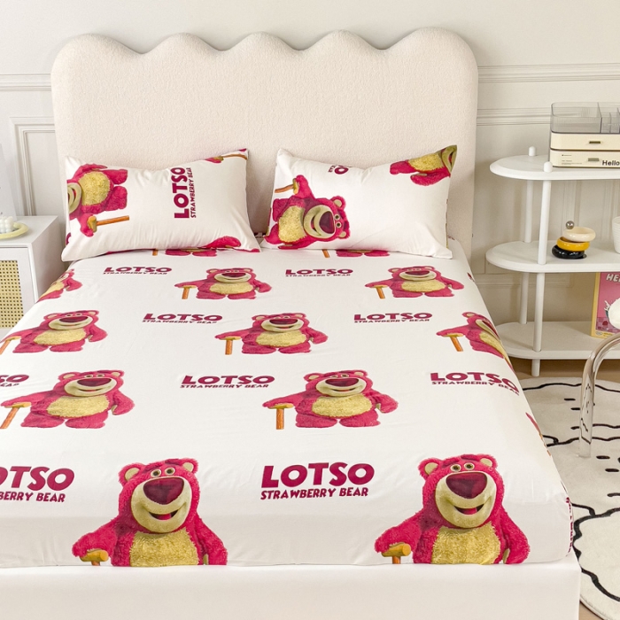 91家纺网 家纺一手货源 找家纺 金丝鸟 2023新款全棉纯棉印花系列单品床笠 拐杖熊