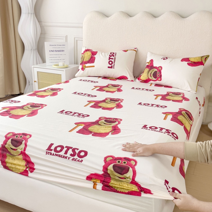 91家纺网 家纺一手货源 找家纺 金丝鸟 2023新款全棉纯棉印花系列单品床笠 拐杖熊