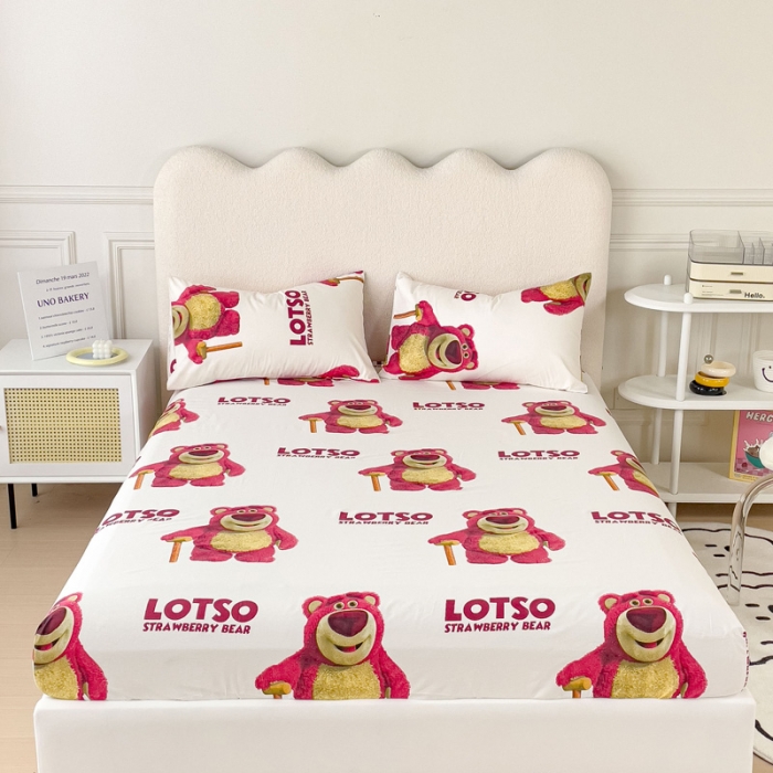 91家纺网 家纺一手货源 找家纺 金丝鸟 2023新款全棉纯棉印花系列单品床笠 拐杖熊