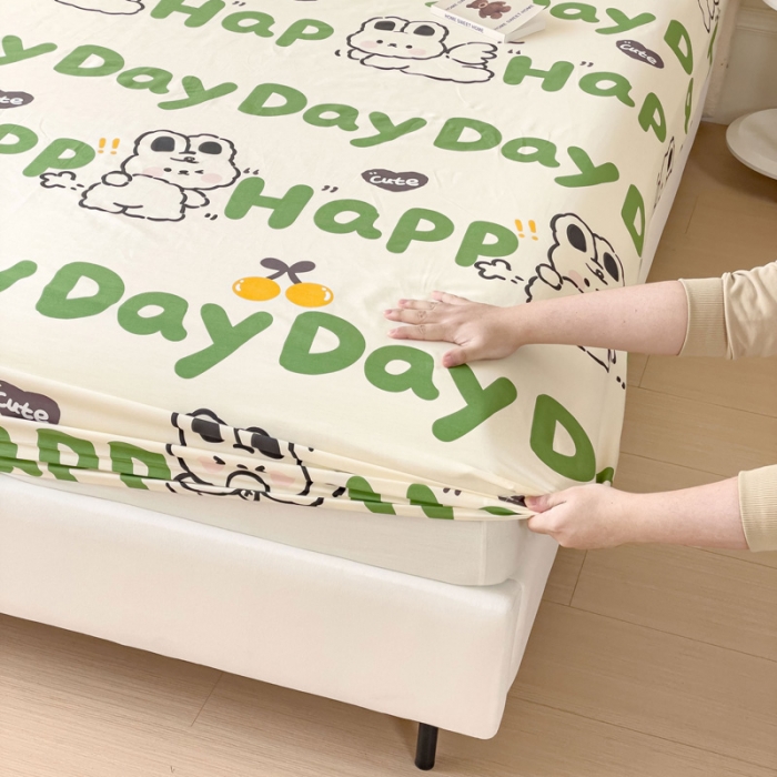 91家纺网 家纺一手货源 找家纺 金丝鸟 2023新款全棉纯棉印花系列单品床笠 快乐汪兔子