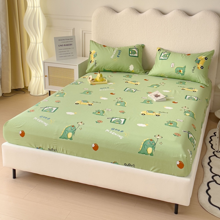 91家纺网 家纺一手货源 找家纺 金丝鸟 2023新款全棉纯棉印花系列单品床笠 汽车小恐龙