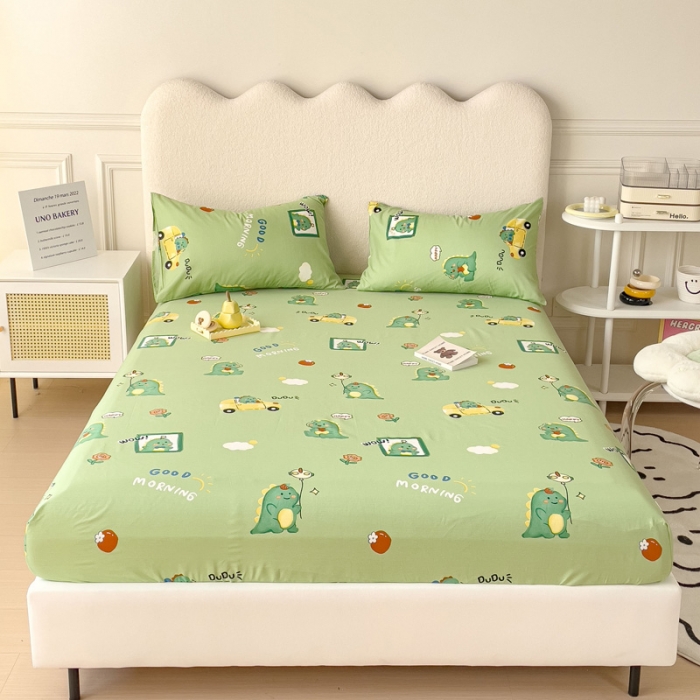 91家纺网 家纺一手货源 找家纺 金丝鸟 2023新款全棉纯棉印花系列单品床笠 汽车小恐龙