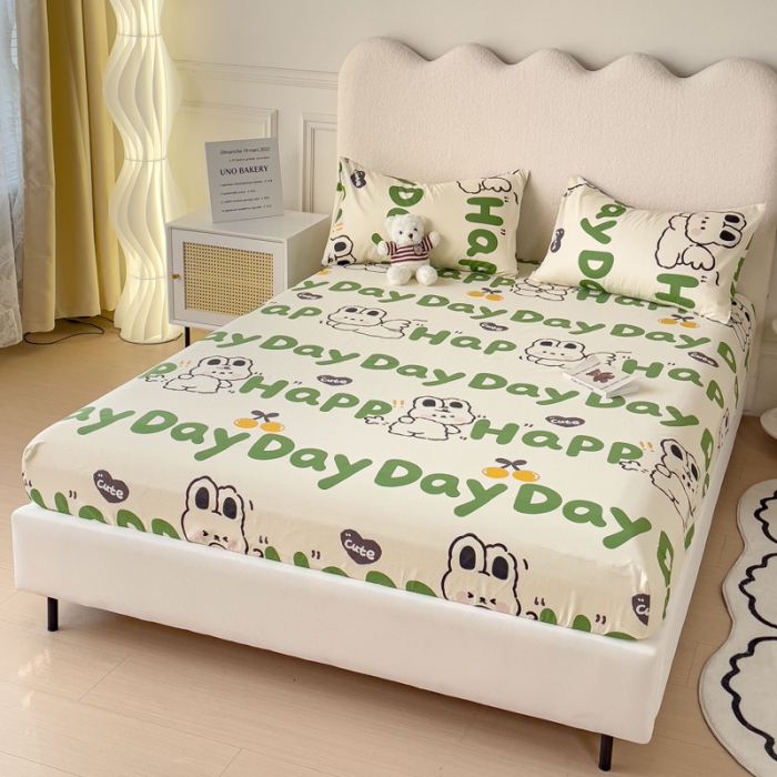 91家纺网 家纺一手货源 找家纺 金丝鸟 2023新款全棉纯棉印花系列单品床笠 快乐汪兔子