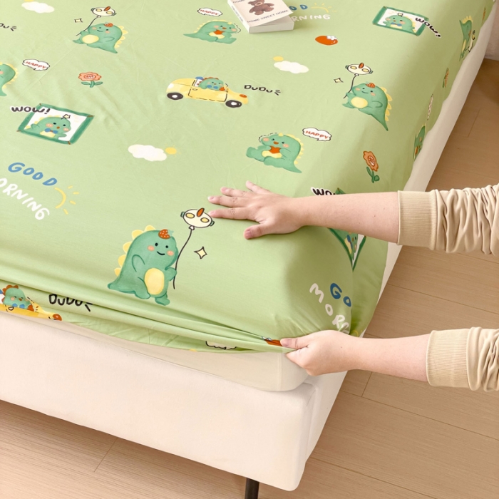 91家纺网 家纺一手货源 找家纺 金丝鸟 2023新款全棉纯棉印花系列单品床笠 汽车小恐龙