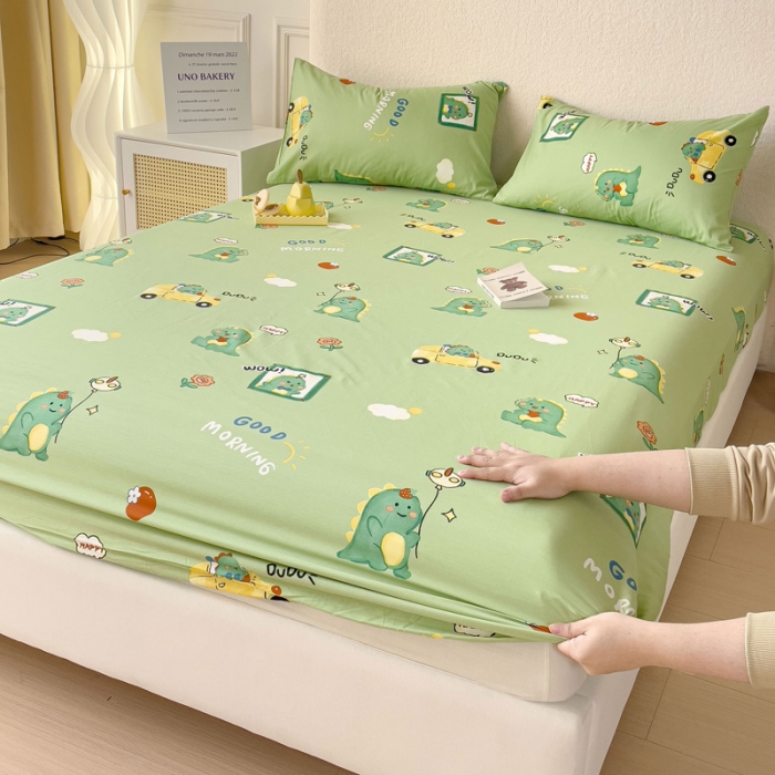 91家纺网 家纺一手货源 找家纺 金丝鸟 2023新款全棉纯棉印花系列单品床笠 汽车小恐龙