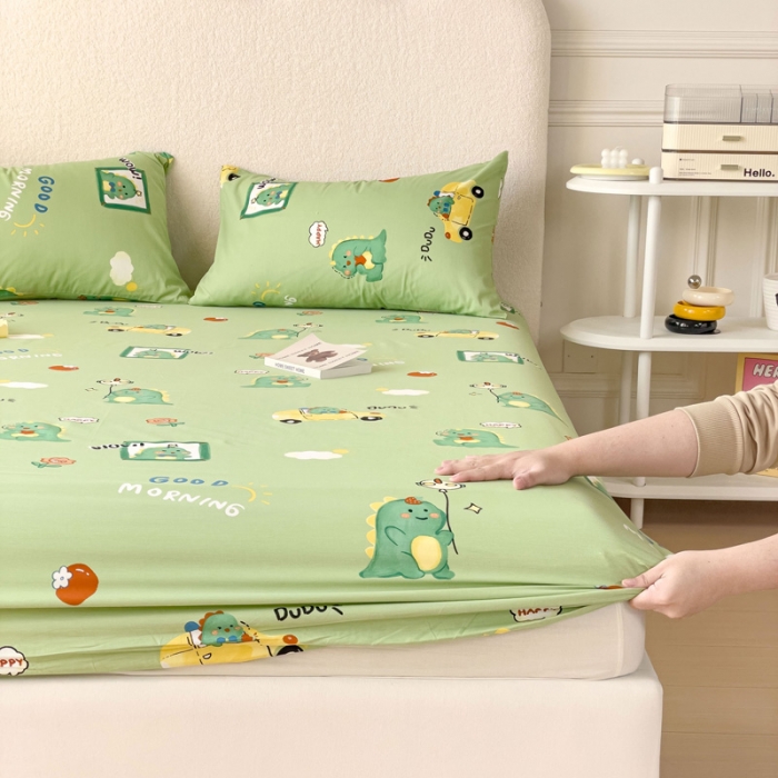 91家纺网 家纺一手货源 找家纺 金丝鸟 2023新款全棉纯棉印花系列单品床笠 汽车小恐龙