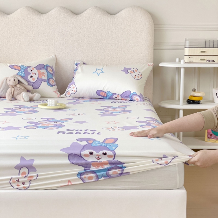 91家纺网 家纺一手货源 找家纺 金丝鸟 2023新款全棉纯棉印花系列单品床笠 星黛兔