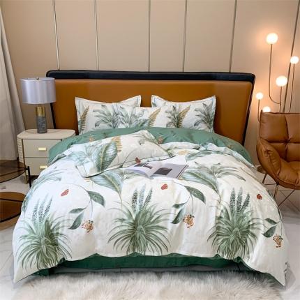 91家纺网 家纺一手货源 找家纺 名佰蕙家纺 2024新款珍丝大提花全棉四件套坝上初秋