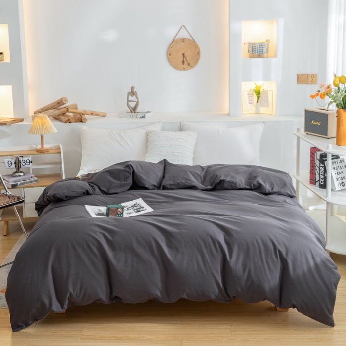91家纺网 家纺一手货源 找家纺 柠萌家居 2023新款全棉双拼水洗棉单品单被套 双拼-低调灰