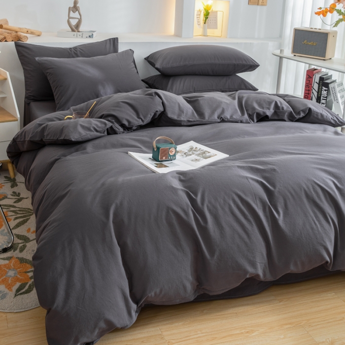 91家纺网 家纺一手货源 找家纺 柠萌家居 2023新款全棉双拼水洗棉单品单被套 双拼-低调灰