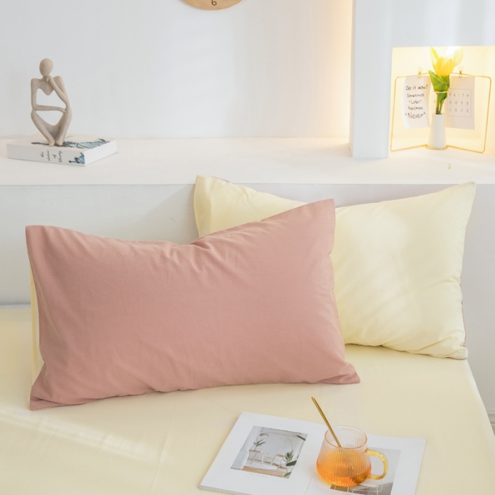 91家纺网 家纺一手货源 找家纺 柠萌家居 2023新款全棉双拼水洗棉单品单被套 双拼-豆沙奶黄