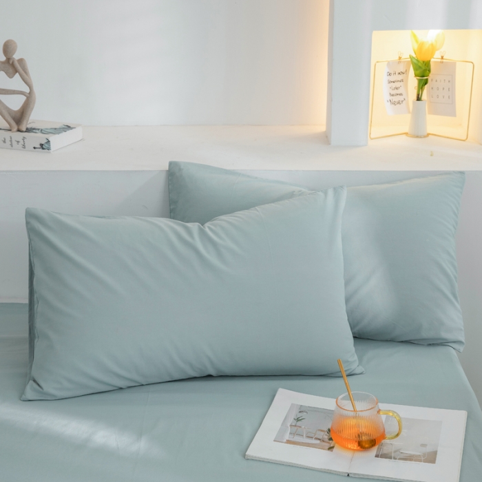 91家纺网 家纺一手货源 找家纺 柠萌家居 2023新款全棉双拼水洗棉单品单被套 双拼-繁星蓝