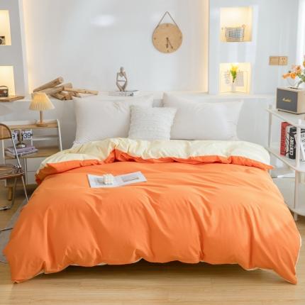柠萌家居 2023新款全棉双拼水洗棉单品单被套 双拼-桔浅米