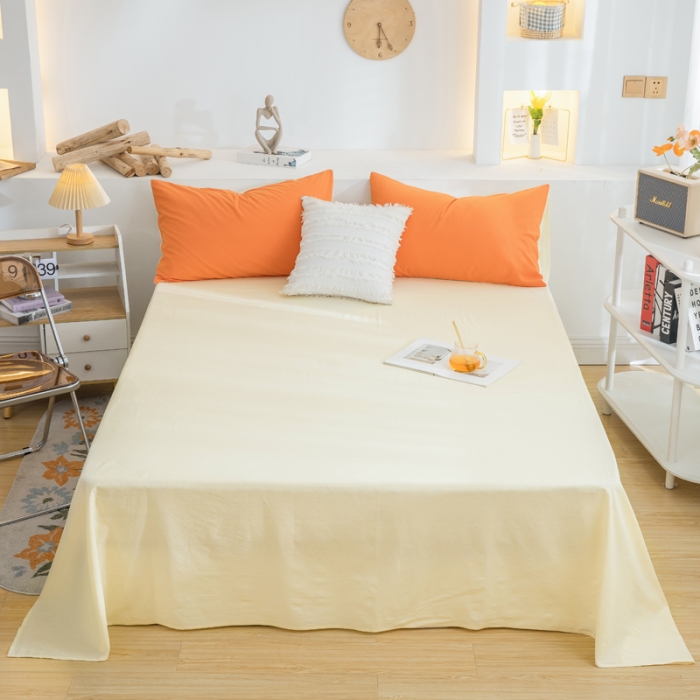 91家纺网 家纺一手货源 找家纺 柠萌家居 2023新款全棉双拼水洗棉单品单被套 双拼-桔浅米