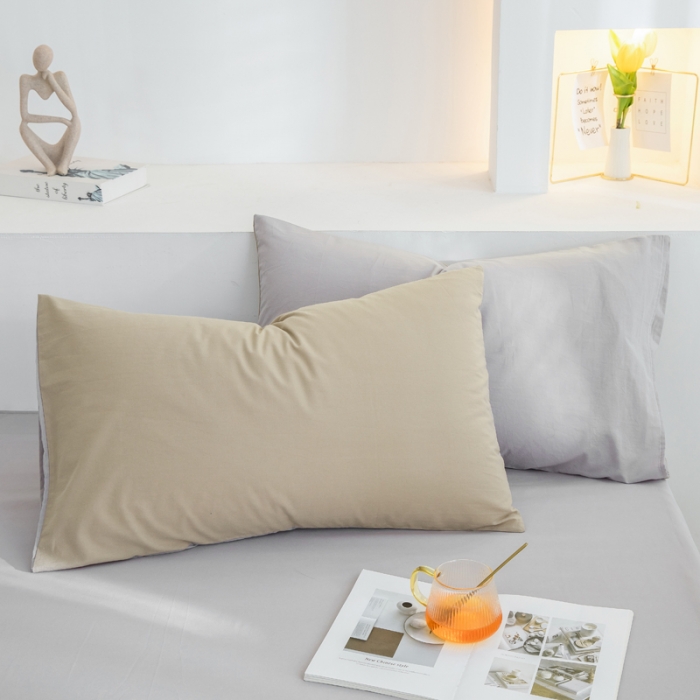 91家纺网 家纺一手货源 找家纺 柠萌家居 2023新款全棉双拼水洗棉单品单被套 双拼-卡其浅灰