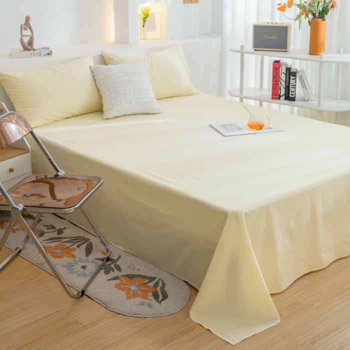 91家纺网 家纺一手货源 找家纺 柠萌家居 2023新款全棉双拼水洗棉单品单被套 双拼-奶黄