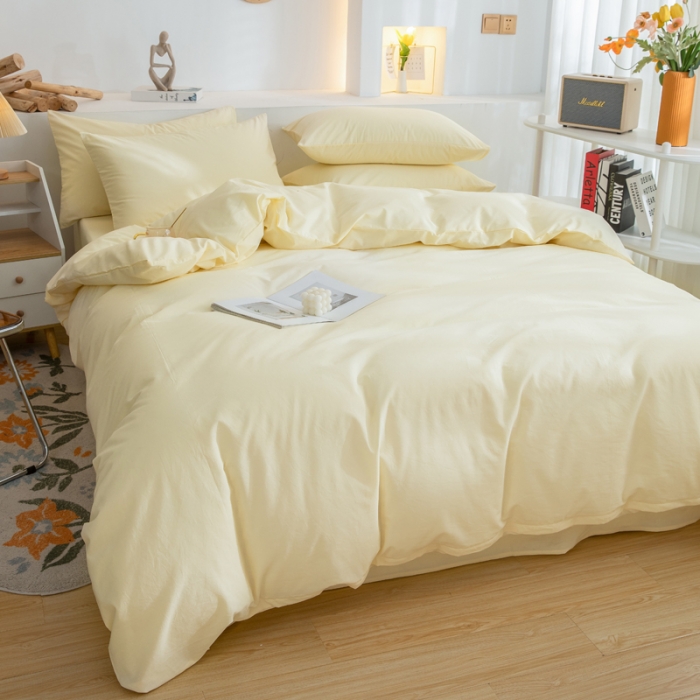 91家纺网 家纺一手货源 找家纺 柠萌家居 2023新款全棉双拼水洗棉单品单被套 双拼-奶黄