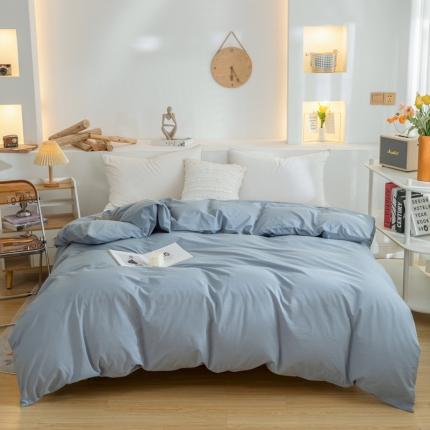 柠萌家居 2023新款全棉双拼水洗棉单品单被套 双拼-浅蓝