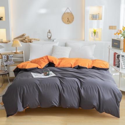 柠萌家居 2023新款全棉双拼水洗棉单品单被套 双拼-深灰桔