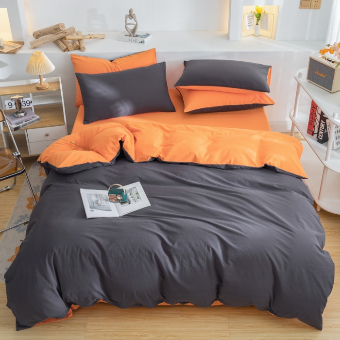 91家纺网 家纺一手货源 找家纺 柠萌家居 2023新款全棉双拼水洗棉单品单被套 双拼-深灰桔