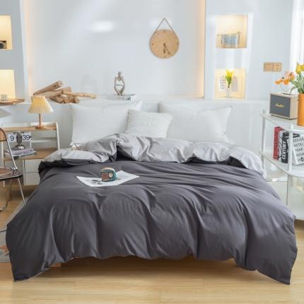 柠萌家居 2023新款全棉双拼水洗棉单品单被套 双拼-深灰浅灰