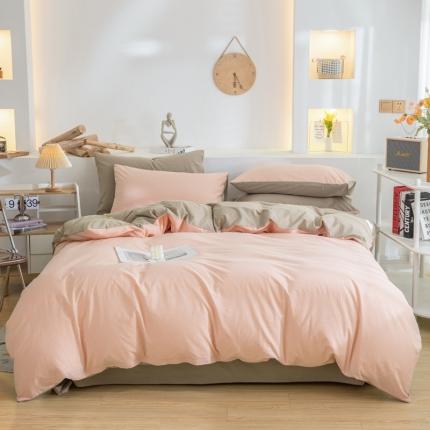 91家纺网 家纺一手货源 找家纺 （总）柠萌家居 2024新款全棉双拼水洗棉四件套