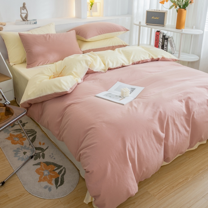 91家纺网 家纺一手货源 找家纺 （总）柠萌家居 2024新款全棉双拼水洗棉四件套