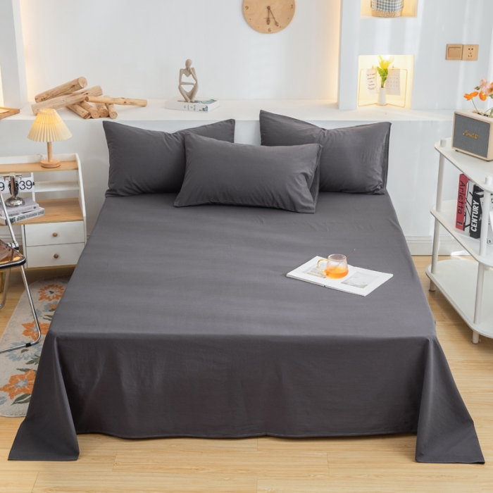 91家纺网 家纺一手货源 找家纺 柠萌家居 2024新款全棉双拼水洗棉四件套 双拼-低调灰