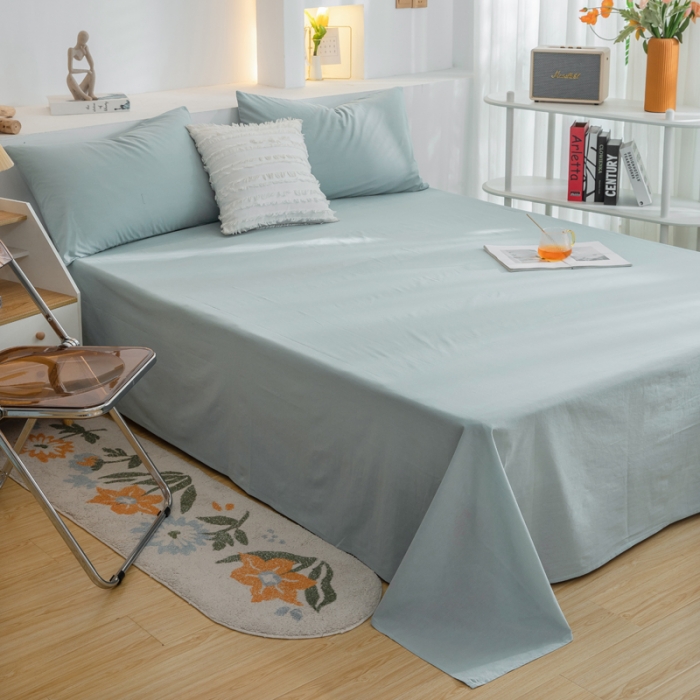 91家纺网 家纺一手货源 找家纺 柠萌家居 2024新款全棉双拼水洗棉四件套 双拼-繁星蓝