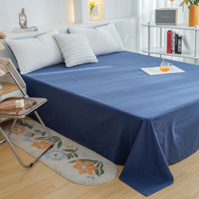 91家纺网 家纺一手货源 找家纺 柠萌家居 2024新款全棉双拼水洗棉四件套 双拼-奶白深蓝