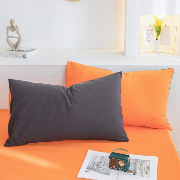 91家纺网 家纺一手货源 找家纺 柠萌家居 2024新款全棉双拼水洗棉四件套 双拼-深灰桔