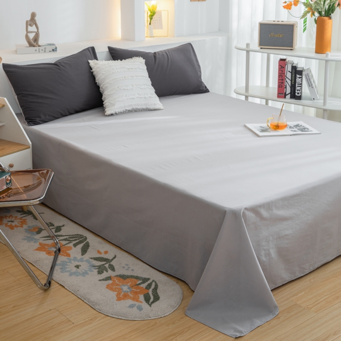 91家纺网 家纺一手货源 找家纺 柠萌家居 2024新款全棉双拼水洗棉四件套 双拼-深灰浅灰