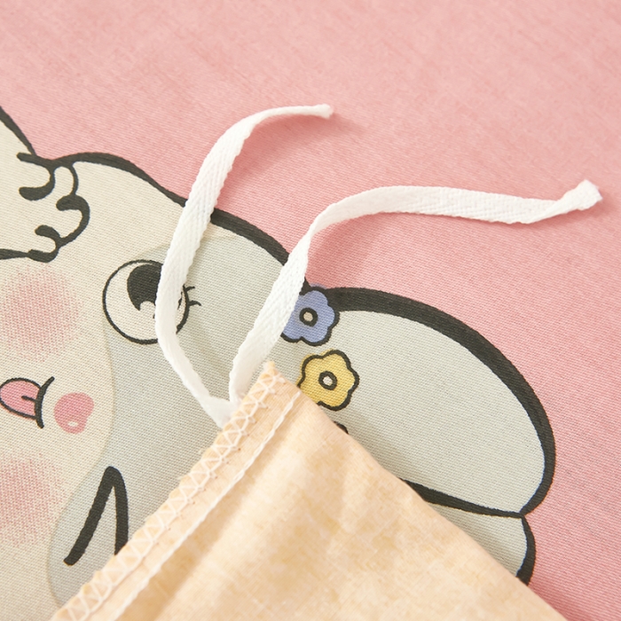 91家纺网 家纺一手货源 找家纺 雲归梦2023新款13372全棉活性大版印花简约居家四件套 波比兔粉