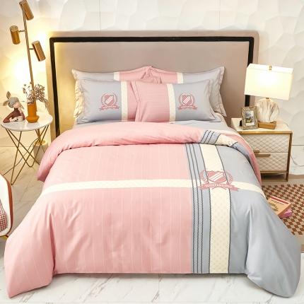 雲归梦2023新款13372全棉活性大版印花简约居家四件套 伯爵粉