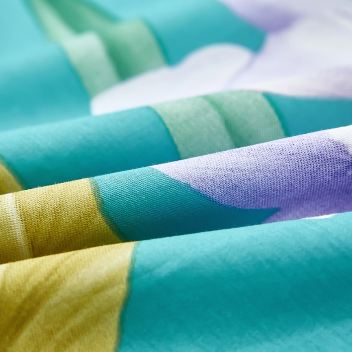 91家纺网 家纺一手货源 找家纺 雲归梦2023新款13372全棉活性大版印花简约居家四件套 花音蓝