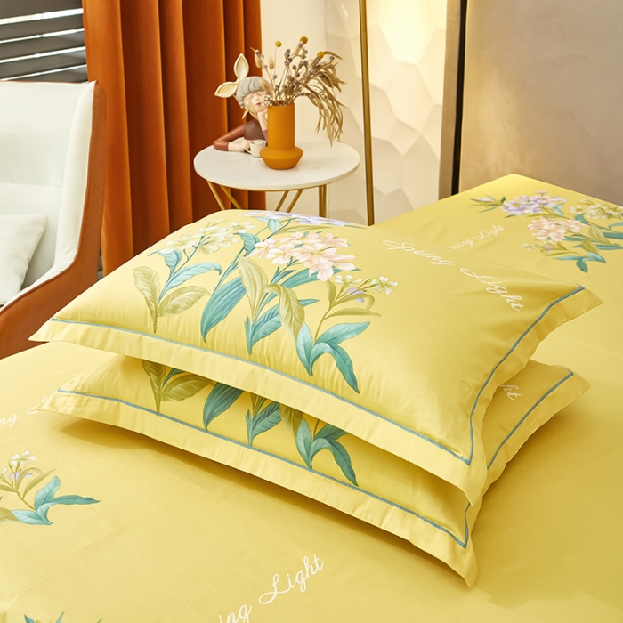 91家纺网 家纺一手货源 找家纺 雲归梦2023新款13372全棉活性大版印花简约居家四件套 花音蓝